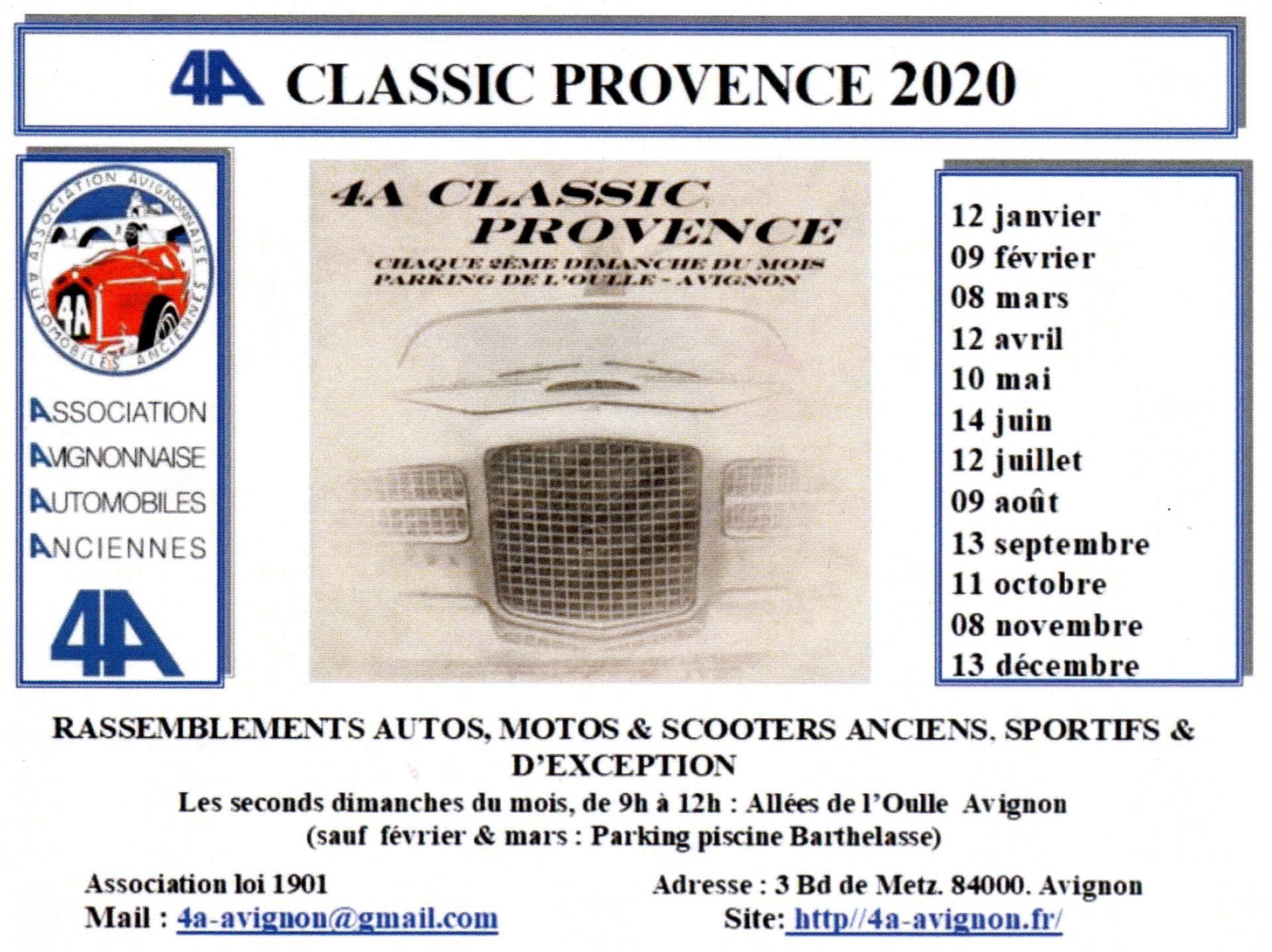 Calendrier 4a classic provence 2020