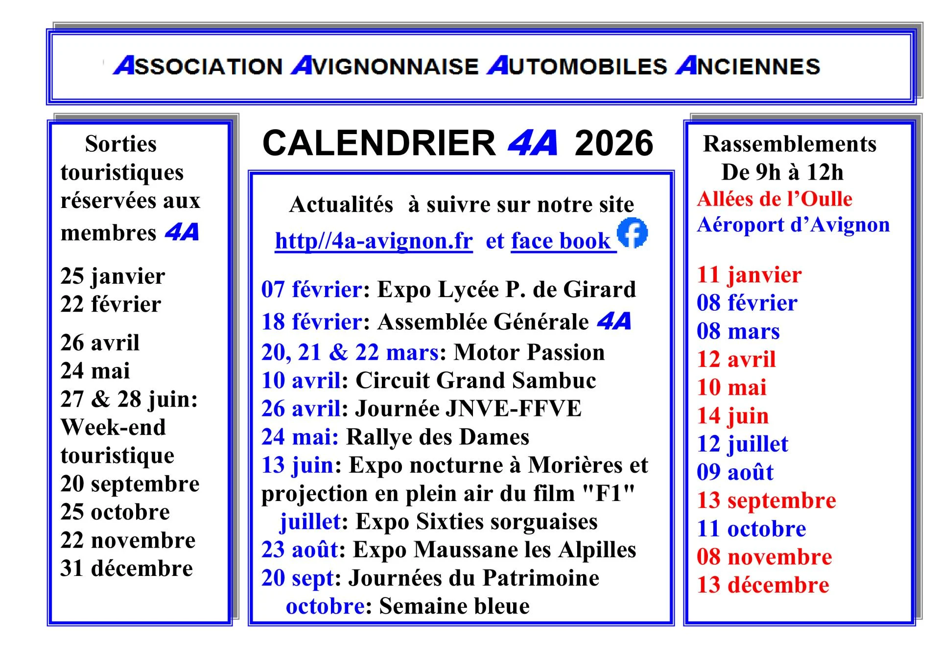 Minicalendrier 2026 recto 1